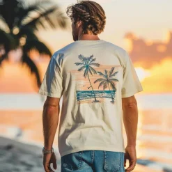 Men's Graphic Coconut Tree T Shirt Tee Top Short Sleeve T shirt Crew Neck Shirt Fashion Outdoor Casual Street Casual Daily Beige Spring & Summer Clothing Apparel S M L XL XXL