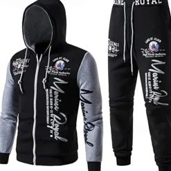 Men's Graphic Color Block Letter 2pcs 3D Sweatshirt Sets Hoodie Tracksuit Long Sleeve Long pants Hooded Streetwear Designer Casual Sports & Outdoor Casual Sports Zipper Print Spring Fall Yellow Blue