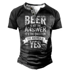 Men's Graphic Color Block Letter T Shirt Henley Shirt Tee Short Sleeve 3D Print Designer Basic Classic Outdoor Daily Sports Summer Dark Gray Henley Henley T-Shirt