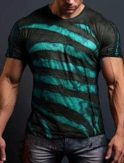 Men's Graphic Color Block Patchwork T shirt Short Sleeve T shirt 3D Print Crew Neck Shirt Daily Designer Retro Vintage Sports Outdoor Holiday Going out Blue Red Purple Spring & Summer Clothing Apparel