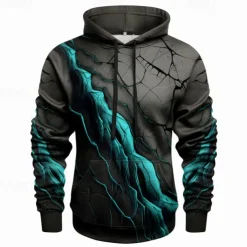 Men's Graphic Color Block Crack Hoodie Hoodies Sweatshirt Fashion Daily Long Sleeve Hooded Vacation Sports Outdoor Holiday Red Blue Print Front Pocket Spring & Fall Designer