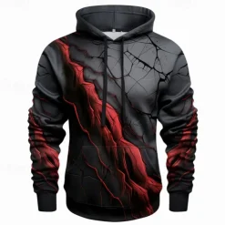 Men's Graphic Color Block Crack Hoodie Hoodies Sweatshirt Fashion Daily Long Sleeve Hooded Vacation Sports Outdoor Holiday Red Blue Print Front Pocket Spring & Fall Designer