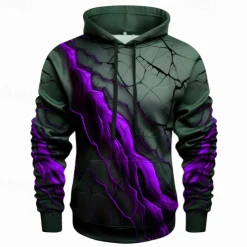 Men's Graphic Color Block Crack Hoodie Hoodies Sweatshirt Fashion Daily Long Sleeve Hooded Vacation Sports Outdoor Holiday Red Blue Print Front Pocket Spring & Fall Designer