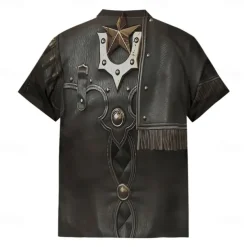 Men's Graphic Cosplay Golf Shirt Short Sleeve Polo Shirts Collared Shirts Vacation Wear Rave Wear Party Outfits Buttons 3D Print Summer Spring Black Gray