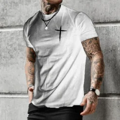 Men's Graphic Cross T Shirt Casual Style 100% Cotton Short Sleeve Graphic Shirt Black White Gray Comfortable Tee Street Casual Fashion Designer Clothing