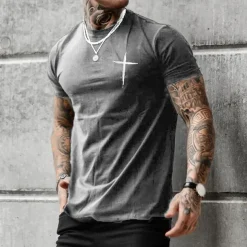 Men's Graphic Cross T Shirt Casual Style 100% Cotton Short Sleeve Graphic Shirt Black White Gray Comfortable Tee Street Casual Fashion Designer Clothing