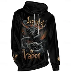 Men's Graphic Dark Hoodie Hoodies Sweatshirt Vacation Daily Long Sleeve Hooded Vacation Sports Outdoor Going out Black Printing Spring & Fall Designer