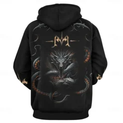 Men's Graphic Dark Hoodie Hoodies Sweatshirt Vacation Daily Long Sleeve Hooded Vacation Sports Outdoor Going out Black Printing Spring & Fall Designer