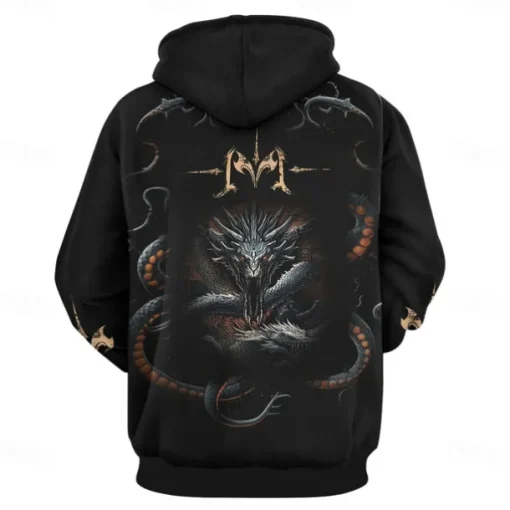 Men's Graphic Dark Hoodie Hoodies Sweatshirt Vacation Daily Long Sleeve Hooded Vacation Sports Outdoor Going out Black Printing Spring & Fall Designer