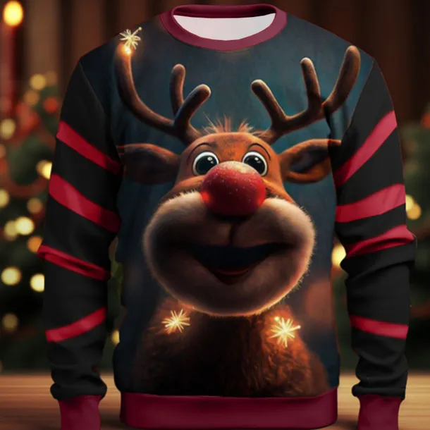 Men's Graphic Elk Moose Christmas Sweatshirts Sweatshirt Golf Pullover Sweatshirt Long Sleeve Sweatshirt Crew Neck Fashion Daily Casual 3D Print Vacation Holiday Going out Print Spring & Fall