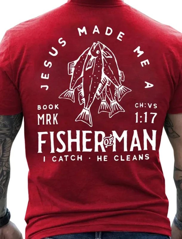 Men's Graphic Fish T Shirt Tee Cotton Short Sleeve Graphic Shirt Black Red Dark Gray Comfortable Tee Vacation Daily Wear Fashion Designer Clothing