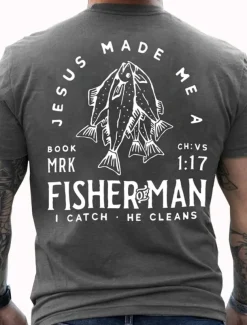 Men's Graphic Fish T Shirt Tee Cotton Short Sleeve Graphic Shirt Black Red Dark Gray Comfortable Tee Vacation Daily Wear Fashion Designer Clothing