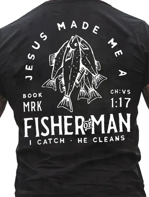 Men's Graphic Fish T Shirt Tee Cotton Short Sleeve Graphic Shirt Black Red Dark Gray Comfortable Tee Vacation Daily Wear Fashion Designer Clothing