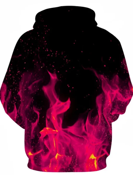 Men's Graphic Flame Hoodie Hoodies Sweatshirt Party Casual Long Sleeve Hooded Club Weekend Blue Fuchsia Designer