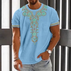 Men's Graphic Flower / Floral T Shirt Short Sleeve T shirt 3D Print Crew Neck Shirt Vintage Fashion Designer Outdoor Daily Sports White Blue Green Spring & Summer Clothing Apparel S M L XL 2XL 3XL