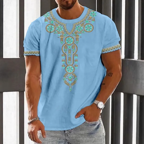 Men's Graphic Flower / Floral T Shirt Short Sleeve T shirt 3D Print Crew Neck Shirt Vintage Fashion Designer Outdoor Daily Sports White Blue Green Spring & Summer Clothing Apparel S M L XL 2XL 3XL