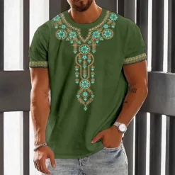 Men's Graphic Flower / Floral T Shirt Short Sleeve T shirt 3D Print Crew Neck Shirt Vintage Fashion Designer Outdoor Daily Sports White Blue Green Spring & Summer Clothing Apparel S M L XL 2XL 3XL