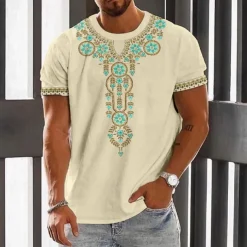 Men's Graphic Flower / Floral T Shirt Short Sleeve T shirt 3D Print Crew Neck Shirt Vintage Fashion Designer Outdoor Daily Sports White Blue Green Spring & Summer Clothing Apparel S M L XL 2XL 3XL