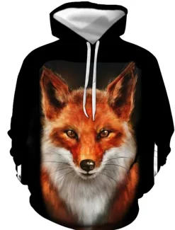 Men's Graphic Fox Hoodie Hoodies Sweatshirt Streetwear Casual Long Sleeve Hooded Casual Daily Royal Blue Blue Print Spring & Fall Designer