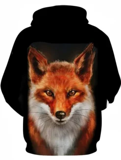 Men's Graphic Fox Hoodie Hoodies Sweatshirt Streetwear Casual Long Sleeve Hooded Casual Daily Royal Blue Blue Print Spring & Fall Designer