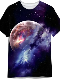 Men's Graphic Galaxy T shirt Short Sleeve T shirt 3D Print Crew Neck Shirt Sports Designer Classic Daily Sports Weekend Black Royal Blue Blue Summer Clothing Apparel S M L XL XXL 3XL 4XL