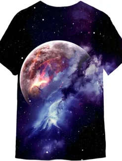 Men's Graphic Galaxy T shirt Short Sleeve T shirt 3D Print Crew Neck Shirt Sports Designer Classic Daily Sports Weekend Black Royal Blue Blue Summer Clothing Apparel S M L XL XXL 3XL 4XL
