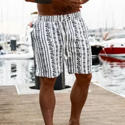 Men's Graphic Geometric Pattern Shorts Summer Shorts Beach Shorts Mid Waist Streetwear Hawaiian Designer Casual Daily Holiday Elastic Waist 3D Print Drawstring Designer Clothing Apparel