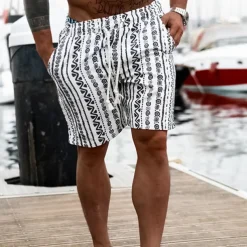 Men's Graphic Geometric Pattern Shorts Summer Shorts Beach Shorts Mid Waist Streetwear Hawaiian Designer Casual Daily Holiday Elastic Waist 3D Print Drawstring Designer Clothing Apparel