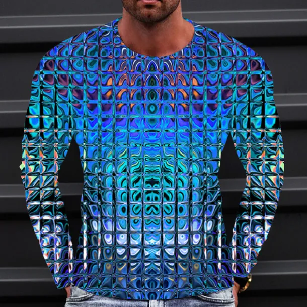 Men's Graphic Gradient Metallic Shirt T Shirt Long Sleeve T shirt 3D Print Crew Neck Shirt Vintage Fashion Designer Outdoor Daily Sports 1 2 3 Spring & Fall Clothing Apparel S M L XL 2XL 3XL 4XL