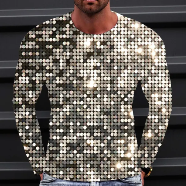 Men's Graphic Gradient Metallic Shirt T Shirt Long Sleeve T shirt 3D Print Crew Neck Shirt Vintage Fashion Designer Outdoor Daily Sports 1 2 3 Spring & Fall Clothing Apparel S M L XL 2XL 3XL 4XL