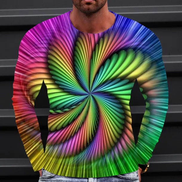 Men's Graphic Gradient Metallic Shirt T Shirt Long Sleeve T shirt 3D Print Crew Neck Shirt Vintage Fashion Designer Outdoor Daily Sports 1 2 3 Spring & Fall Clothing Apparel S M L XL 2XL 3XL 4XL