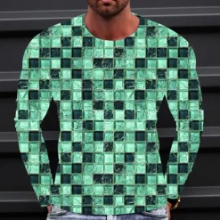 Men's Graphic Gradient Metallic Shirt T Shirt Long Sleeve T shirt 3D Print Crew Neck Shirt Vintage Fashion Designer Outdoor Daily Sports 1 2 3 Spring & Fall Clothing Apparel S M L XL 2XL 3XL 4XL