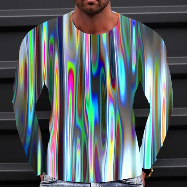 Men's Graphic Gradient Metallic Shirt T Shirt Long Sleeve T shirt 3D Print Crew Neck Shirt Vintage Fashion Designer Outdoor Daily Sports 1 2 3 Spring & Fall Clothing Apparel S M L XL 2XL 3XL 4XL