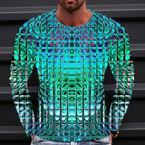 Men's Graphic Gradient Metallic Shirt T Shirt Long Sleeve T shirt 3D Print Crew Neck Shirt Vintage Fashion Designer Outdoor Daily Sports 1 2 3 Spring & Fall Clothing Apparel S M L XL 2XL 3XL 4XL