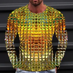 Men's Graphic Gradient Metallic Shirt T Shirt Long Sleeve T shirt 3D Print Crew Neck Shirt Vintage Fashion Designer Outdoor Daily Sports 1 2 3 Spring & Fall Clothing Apparel S M L XL 2XL 3XL 4XL