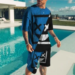 Men's Graphic Grimace 2pcs Tees sets Matching Sets Short Sleeve Short Pants Crew Neck Designer Casual Comfortable Outdoor Vacation Daily 3D Print Spring & Summer Light Yellow Dark Yellow Black and Red