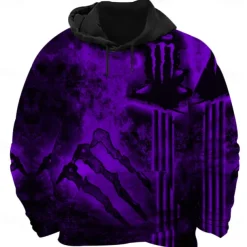 Men's Graphic Hoodie Hoodies Sweatshirt Cool Long Sleeve Hooded Red Purple Fall Winter Designer