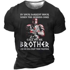 Men's Graphic Knights Templar Letter Human T Shirt Casual Style Cotton Short Sleeve Graphic Shirt Black Blue Green Comfortable Tee Outdoor Street Fashion Designer Clothing