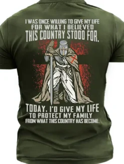 Men's Graphic Knights Templar T shirt Tee Short Sleeve T shirt 3D Print Crew Neck Shirt Vintage Fashion Designer Outdoor Casual Daily Black Navy Blue Khaki Spring & Summer Clothing Apparel S M L XL