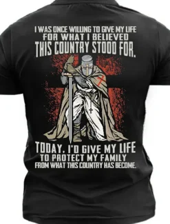 Men's Graphic Knights Templar T shirt Tee Short Sleeve T shirt 3D Print Crew Neck Shirt Vintage Fashion Designer Outdoor Casual Daily Black Navy Blue Khaki Spring & Summer Clothing Apparel S M L XL