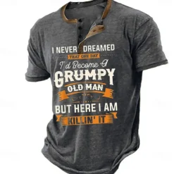 Men's Graphic Letter Henley Shirt Tee Short Sleeve 3D Print Vintage Fashion Designer Outdoor Casual Daily Summer Blue 3# Blue 2# Blue 1# Navy Blue Royal Blue Henley Henley T-Shirt