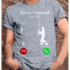 Men's Graphic Letter I'm Sorry I Missed Your Call, I Was On My Other Line T Shirt Casual Style 100% Cotton Short Sleeve Graphic Shirt Wine Heather Gray Black Comfortable Tee Vacation Casual Fashion