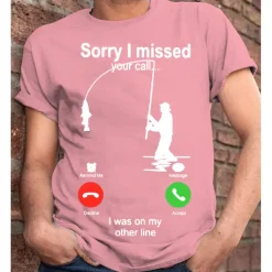 Men's Graphic Letter I'm Sorry I Missed Your Call, I Was On My Other Line T Shirt Casual Style 100% Cotton Short Sleeve Graphic Shirt Wine Heather Gray Black Comfortable Tee Vacation Casual Fashion