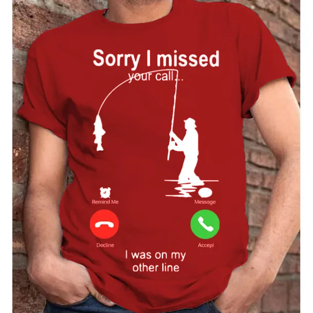 Men's Graphic Letter I'm Sorry I Missed Your Call, I Was On My Other Line T Shirt Casual Style 100% Cotton Short Sleeve Graphic Shirt Wine Heather Gray Black Comfortable Tee Vacation Casual Fashion