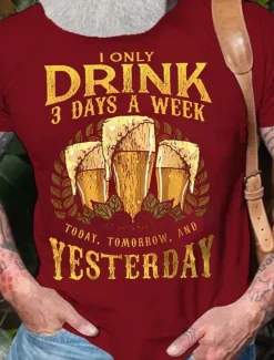 Men's Graphic Letter T Shirt Tee 100% Cotton Short Sleeve Graphic Shirt Black Wine Red Comfortable Tee Vacation Daily Wear Fashion Designer Clothing