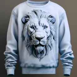 Men's Graphic Lion Sweatshirts Golf Pullover Sweatshirt Long Sleeve Sweatshirt Crew Neck Fashion Daily Casual 3D Print Vacation Holiday Going out Print Spring & Fall