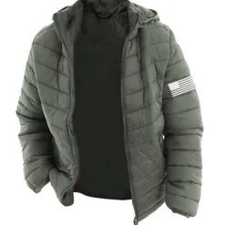 Men's Graphic National Flag Coat Parka Casual Daily Holiday Going out Print Fall & Winter Hooded Long Sleeve Black Army Green Dark Blue