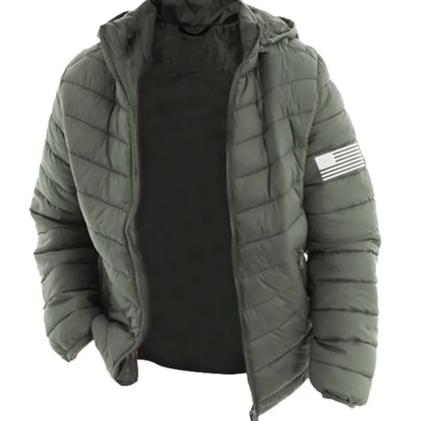 Men's Graphic National Flag Coat Parka Casual Daily Holiday Going out Print Fall & Winter Hooded Long Sleeve Black Army Green Dark Blue