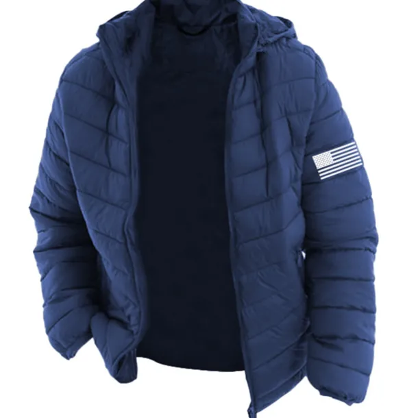 Men's Graphic National Flag Coat Parka Casual Daily Holiday Going out Print Fall & Winter Hooded Long Sleeve Black Army Green Dark Blue