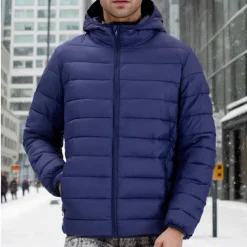 Men's Graphic National Flag Coat Parka Casual Daily Holiday Going out Print Fall & Winter Hooded Long Sleeve Black Army Green Dark Blue